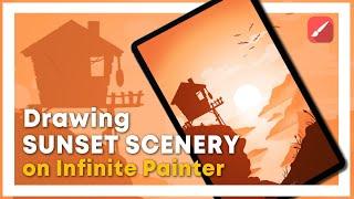 Drawing a Sunset Scenery in Samsung Tab S6 Lite | Tutorial