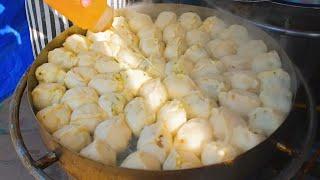 Jinan's famous snacks, fried buns and pork meat, foreign friends line up to eat