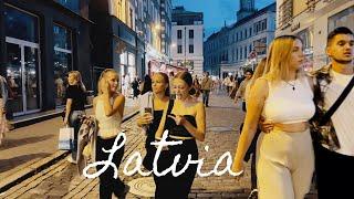 Riga Latvia Nightlife 2024 Walking Tour 4k   Old Town Riga City Festival 2024