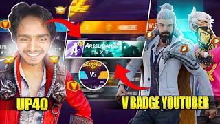 V Badge Player In My Game | Grandmaster Top 1 Lobby ~ UP40 FF LIVE #freefire #up40ff #nxtclassy