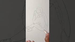 How to draw a easy sitting Girl / Girl Backside Drawing / Arun Easy Art