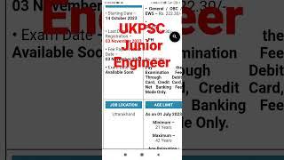 New UKPSC Junior Engineer vacancy 2023  Utrakhand