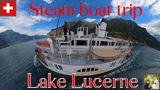 Steam boat trip at Lake Lucerne - Vierwaldstättersee 4K