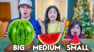 BIG MEDIUM And SMALL Food Challenge!! (Di maubos natalia) | Ranz and niana