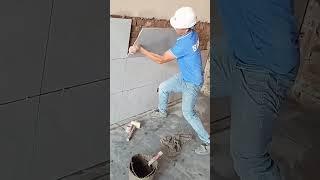 Tiling process of brick interior wall