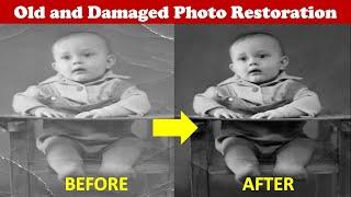 How to restore old photos in Photoshop | Damaged Photo Restoration | Hamza Mehrana