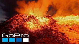 GoPro HERO10: Flying up Close Over an Active Volcano in Iceland