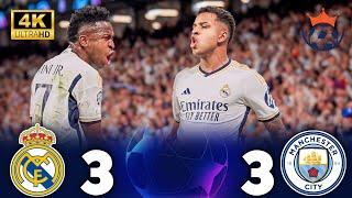 ملخص كامل - "ريال مدريد (3-3) مانشستر سيتي"  دوري أبطال أوروبا [2024] ● مباراة مجنونة ¦ 4k.