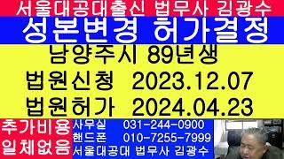 남양주지원 성본변경 신청 2023.12.07 허가결정 2024.04.23