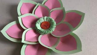 HOW TO MAKE THIS LARGE PAPER FLOWER | EASY PAPER CRAFT | WALL DECOR OR BACKDROP IDEA