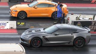 Mustang GT vs Corvette - drag racing