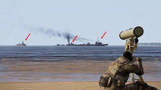 Destroying Navy Ships with Anti-tank launcher - Battlecruiser vs AT weapons - ARMA 3