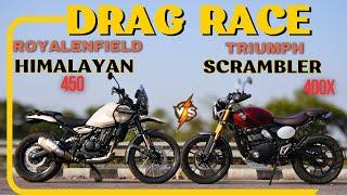 Triumph Scrambler 400X vs Himalayan 450 Drag Race | The UP46 Rider |