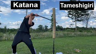 Handgeschmiedetes Katana Basics 1045 Kohlenstoffstahl Tameshigiri Schnitttest Katana Grundtechniken