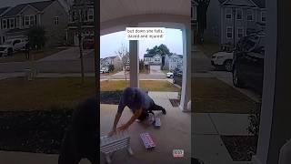 Elderly Domino’s Delivery Driver Falls on Porch #shorts