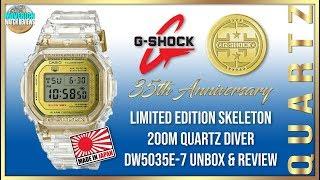 G-Shock 35th Anniversary Limited Edition Glacier Gold 200m Quartz Diver DW5035E-7 Unbox & Review