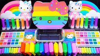 Kitty Rainbow Slime Mixing Random things into slime #ASMR #Satisfying #slimevideo #Makeupslime