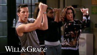 All the dance moves but the chicken dance is ICONIC | Will & Grace