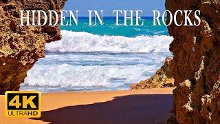 Ocean Beach hidden in the rocks // The Great Ocean Road, Australia in 4K