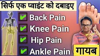 best single acupressure point for back pain, knee, hip, ankle joint pain, arthritis, swelling