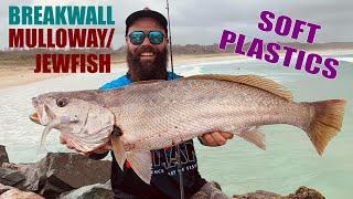 How to Catch Mulloway / Jewfish on Soft Plastics - Breakwall Fishing with Daniel Hutchinson