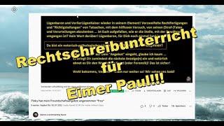 SKIPPER NEWS: Skippy erteilt dem Eimer-Paul Rechtschreibunterricht.