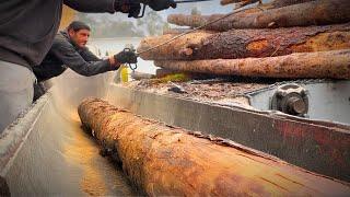 This Worker Is Fighting Against a Giant! Hardwood vs. Shredder.