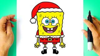 How to DRAW CHRISTMAS SPONGEBOB SQUAREPANTS