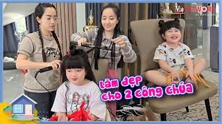 Tết tây của gia đình Thu Dĩm Dương Lâm: Bảo Nhi - Bảo Ngọc lên đồ makeup làm tóc ăn tết