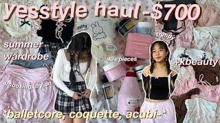 $700 HUGE YESSTYLE try-on haul 🩰 (40+ items) trendy, aesthetic clothes + kbeauty *coquette, acubi*