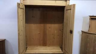 Double Antique Pine Wardrobe With 2 Drawers - Pinefinders Old Pine Furniture Warehouse