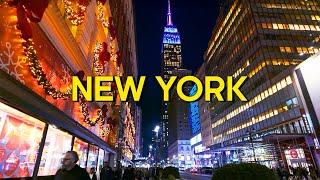 NEW YORK CITY Christmas Walk  Holiday Night in Manhattan, Walking Tour 4K