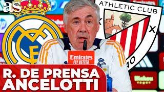 RUEDA de PRENSA COMPLETA, CARLO ANCELOTTI, hoy | REAL MADRID vs ATHLETIC CLUB