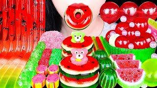 ASMR WATERMELON DESSERTS *JELLY NOODLES, DONUT, TIKTOK JELLY 젤리국수, 수박 도넛, 틱톡 젤리, 팝핑보바 EATING SOUNDS