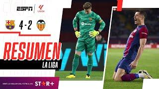 ¡TRIPLETE DE LEWANDOWSKI, BLOOPER DE TER STEGEN Y REMONTADA CULÉ! | Barcelona 4-2 Valencia | RESUMEN