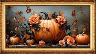 Autumn Barrel Bouquet | Art Framed Screensaver | Art for Your TV | 4K Halloween Decor