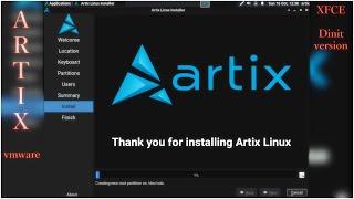 Artix Linux install and open vm tools with dinit script, Arch based Linux OS