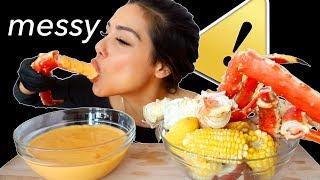 CHEESY SAUCE & KING CRAB SEAFOOD BOIL 먹방 MUKBANG