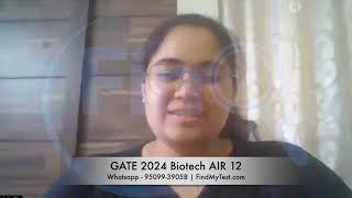 GATE #biotechnology Topper 2024 AIR 12 Review for FindMyTest BT Mock Test Series and Video Lectures