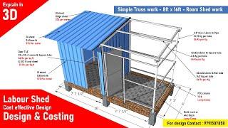 Simple Roofing Shed Work - Truss Work of 8 x 16 feet  - Metal Roofing in Tamil