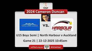 Bears Softball | 2024 Cameron Duncan | U15 Boys Semi | North Harbour v Auckland 22-12-2024 10:45am