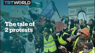 Syrian state media's coverage of protests in France and Syria