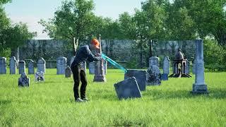 3-D Animation Superman and Nightcrawler in a Cemetery with Knowledge Crystals or 5D Optical Storage