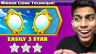 easiest way to 3 star mirror clone technique challenge in Clash of Clans