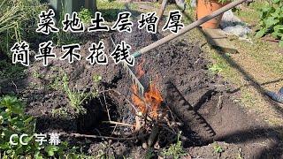 小后院菜地菜床填土不用钱, 种菜 的地用久了土层逐渐浅薄,在土壤里埋上―物，就可以改良土壤的厚度hugelkultur raised garden beds