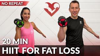 20 Minute HIIT Workout for Fat Loss with Weights – No Repeat Full Body Dumbbell HIIT Workout at Home