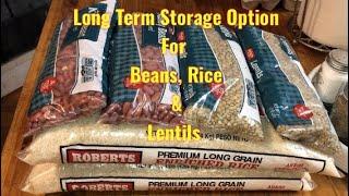 Long term storage option for beans, rice, & lentils. Properly stored, good for 25 year’s