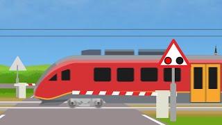 Railroad Crossing & trains  スロベニアの踏切電車アニメ