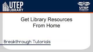 Get Libary Resources From Home