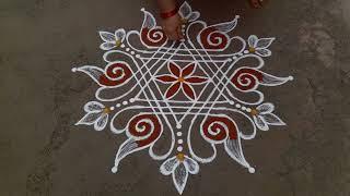 Friday special lotus kolam 5*3dots small beautiful rangoli design daily muggulu